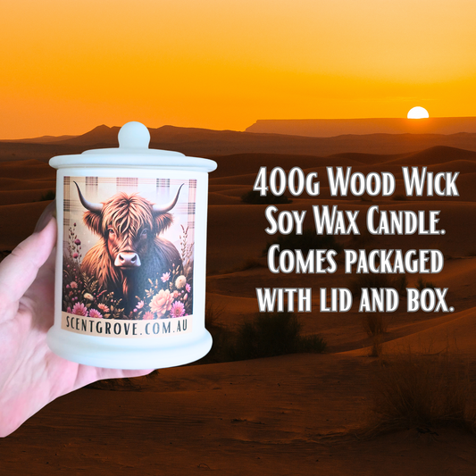 Country Western Wood Wick Soy Candle XL matte white jar