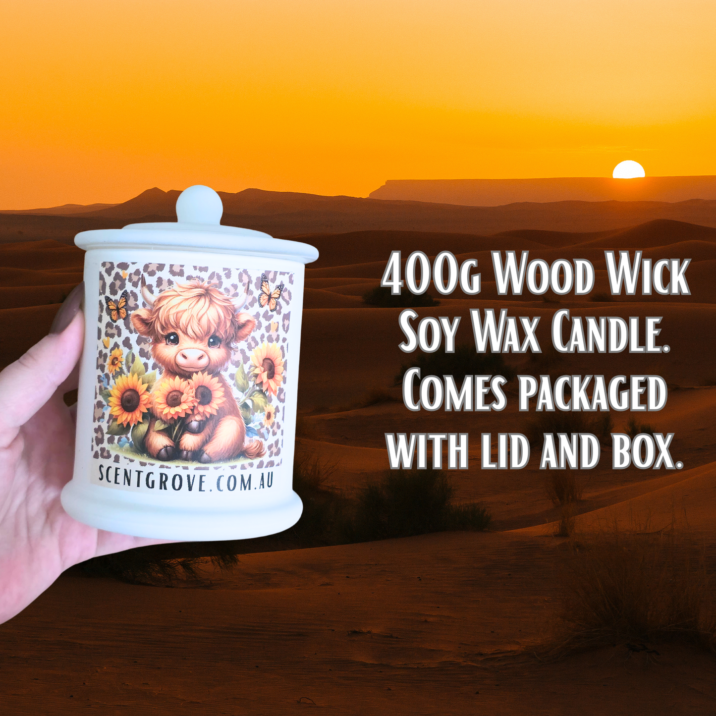 Country Western Wood Wick Soy Candle XL matte white jar