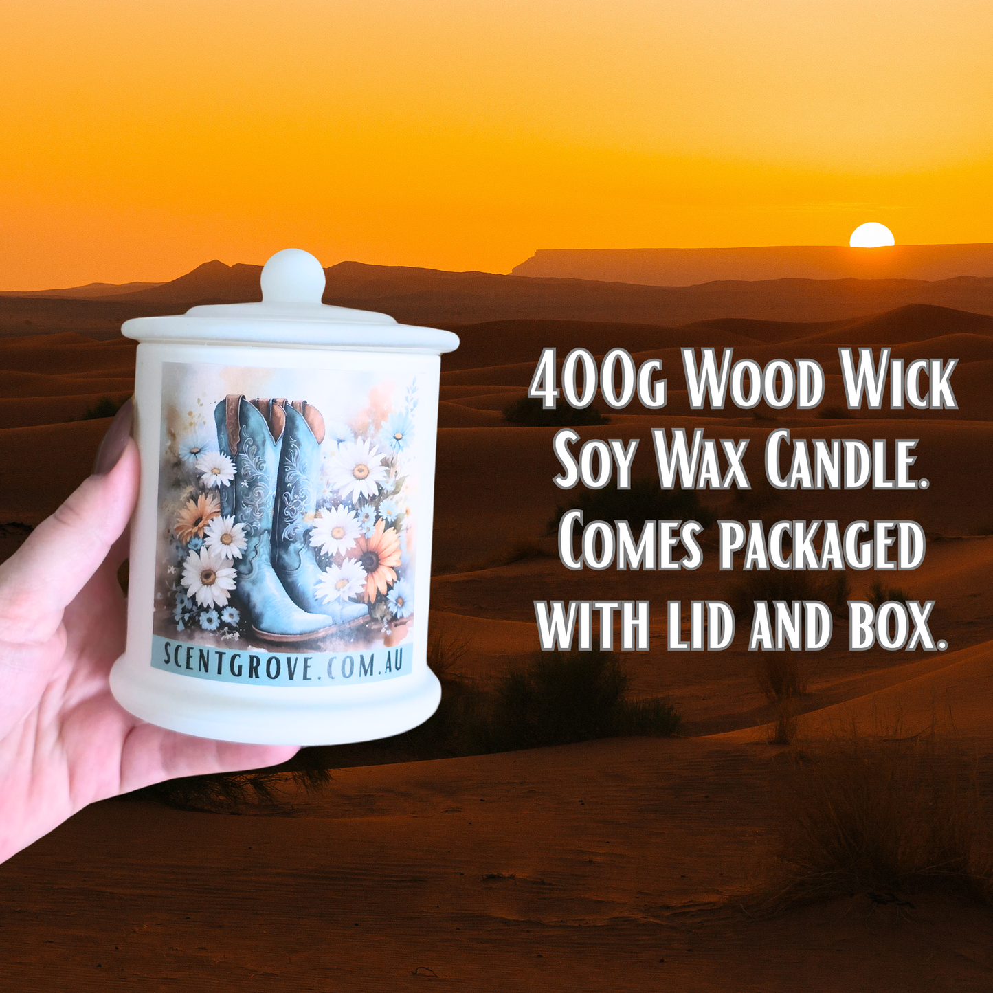 Country Western Wood Wick Soy Candle XL matte white jar