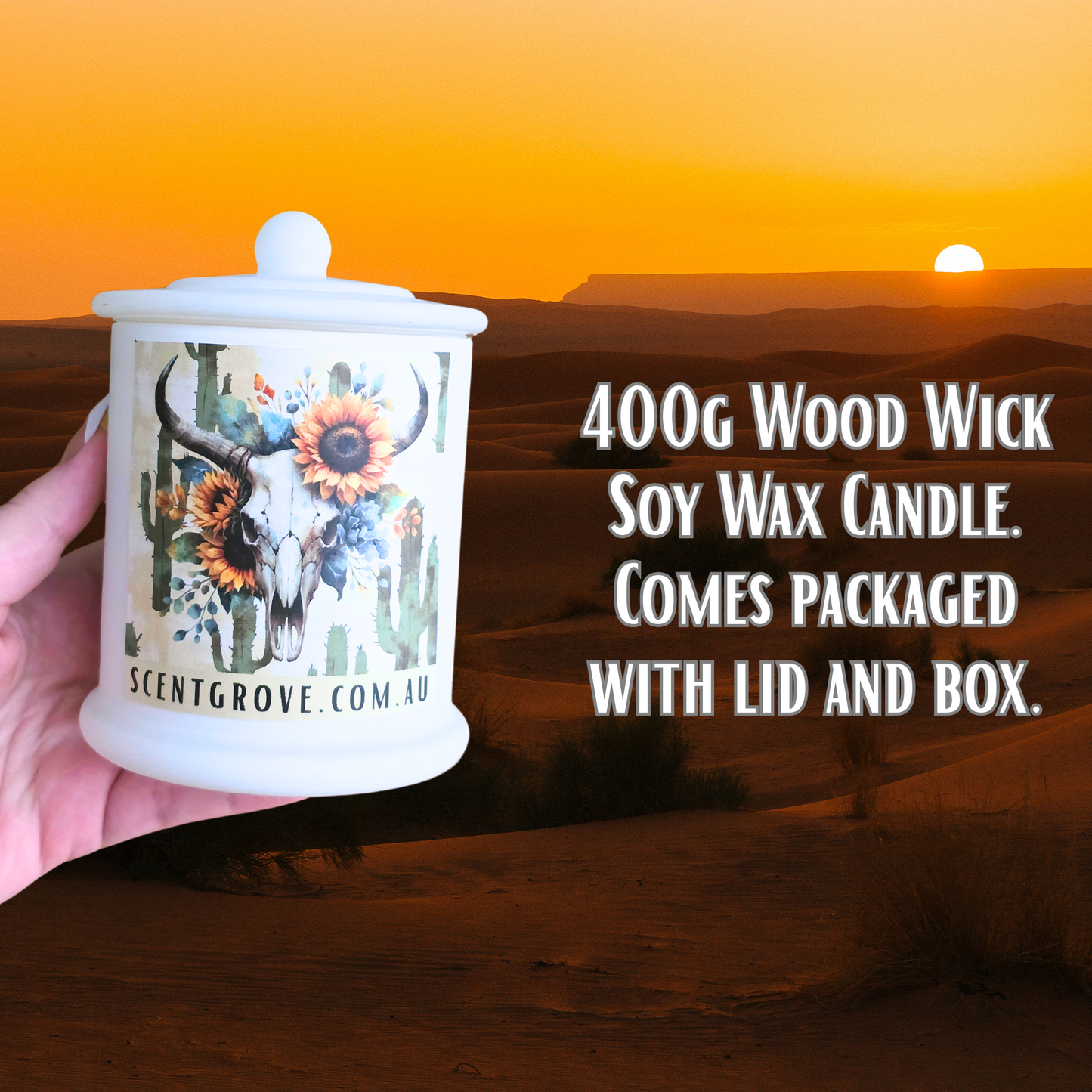 Country Western Wood Wick Soy Candle XL matte white jar