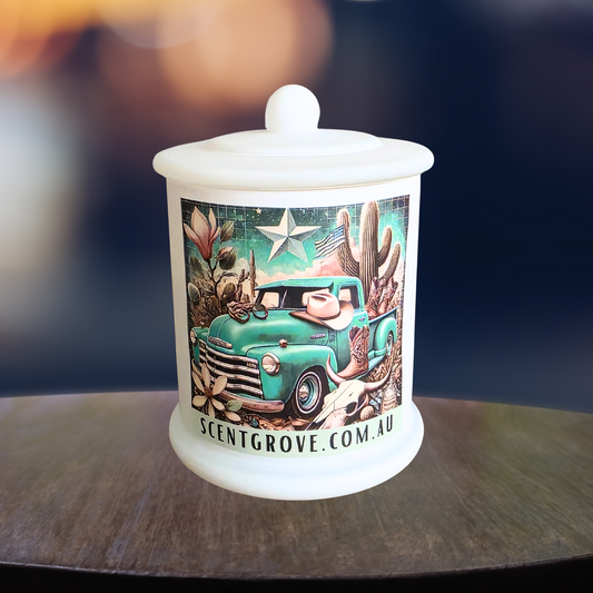 Country Western Wood Wick Soy Candle XL matte white jar