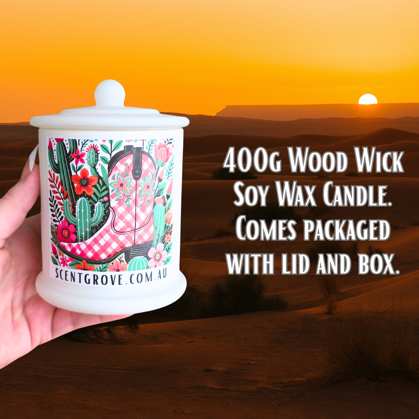 Country Western Wood Wick Soy Candle XL matte white jar