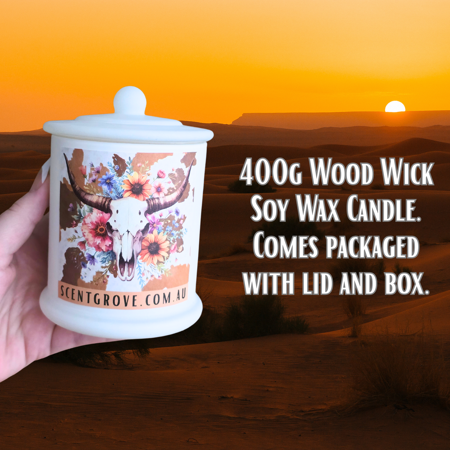 Country Western Wood Wick Soy Candle XL matte white jar