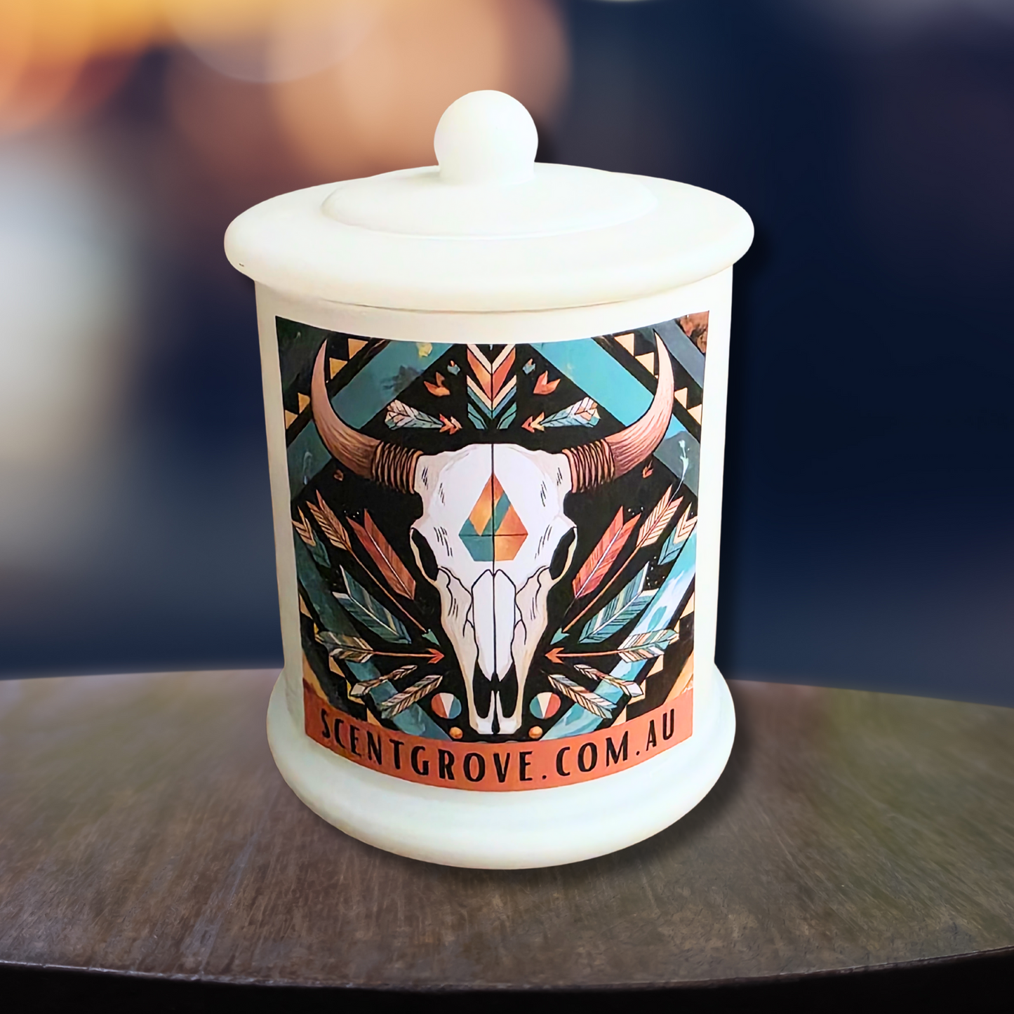 Country Western Wood Wick Soy Candle XL matte white jar