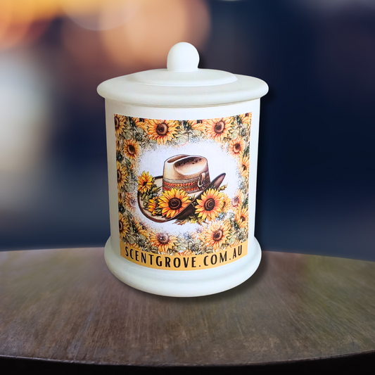 Country Western Wood Wick Soy Candle XL matte white jar