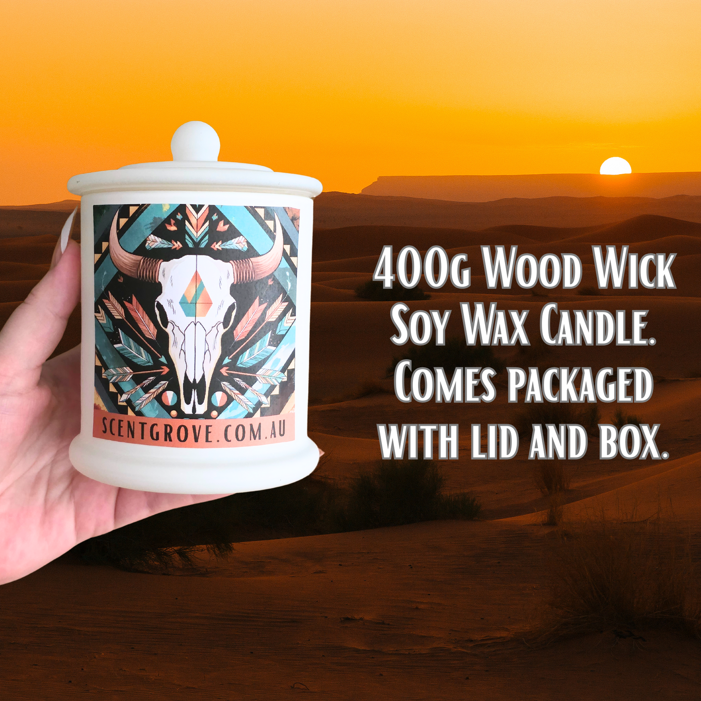 Country Western Wood Wick Soy Candle XL matte white jar