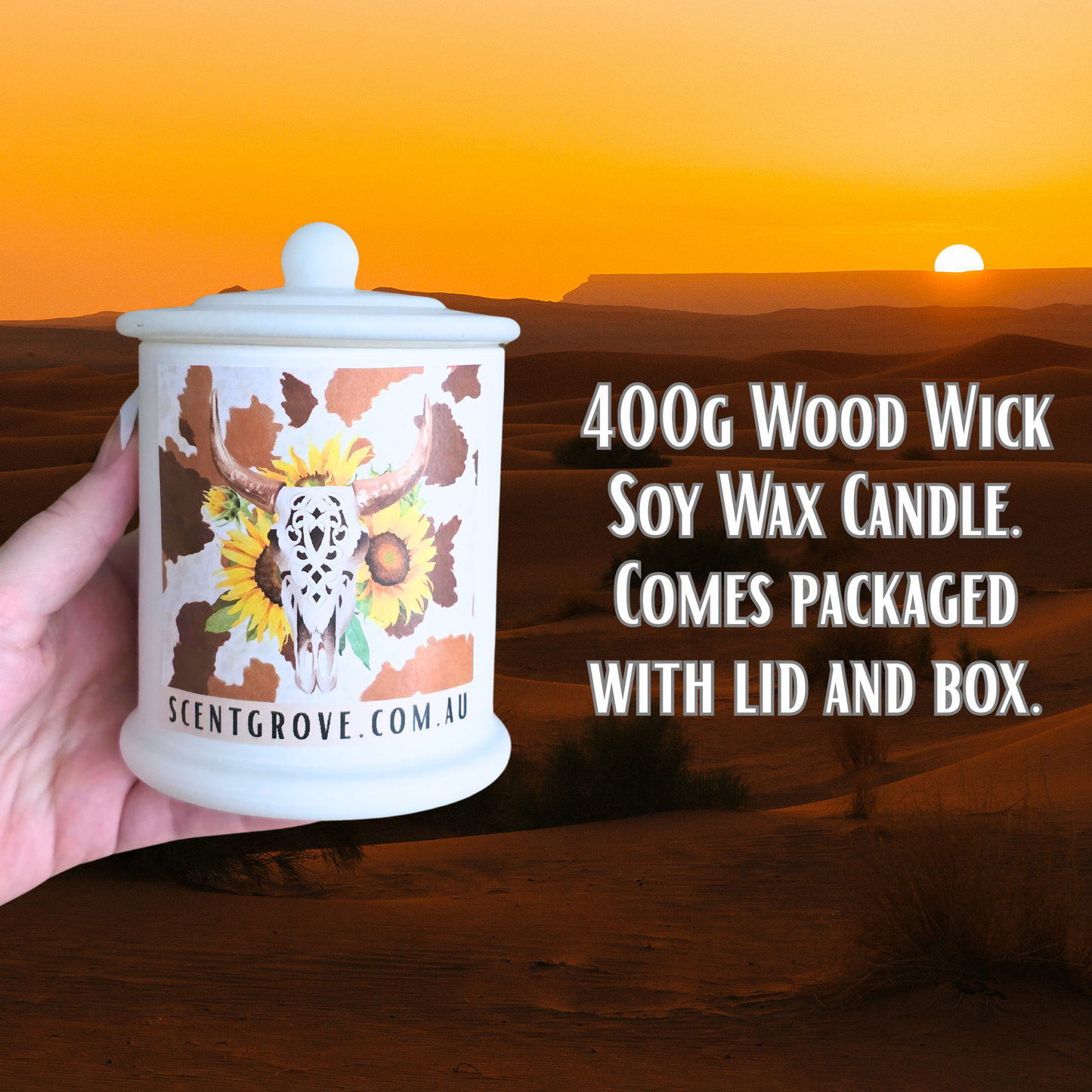 Country Western Wood Wick Soy Candle XL matte white jar