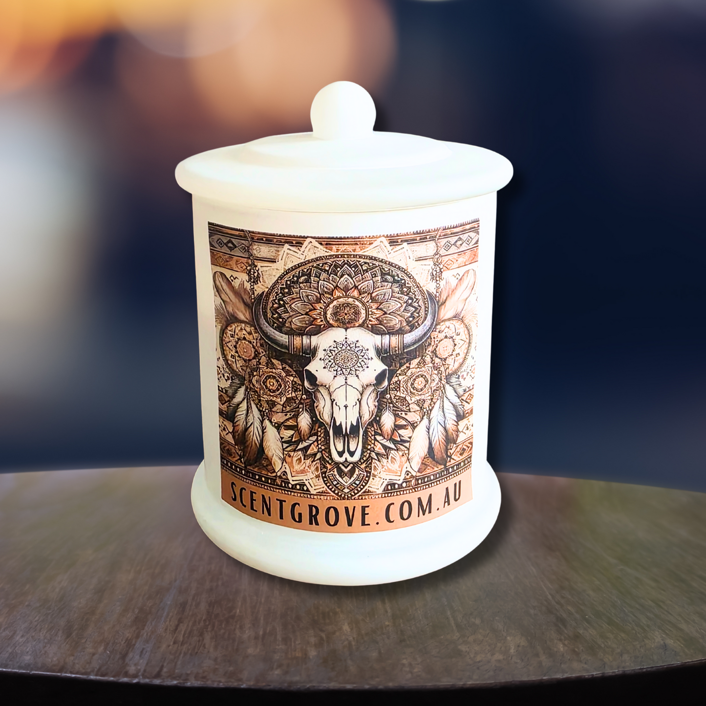 Country Western Wood Wick Soy Candle XL matte white jar