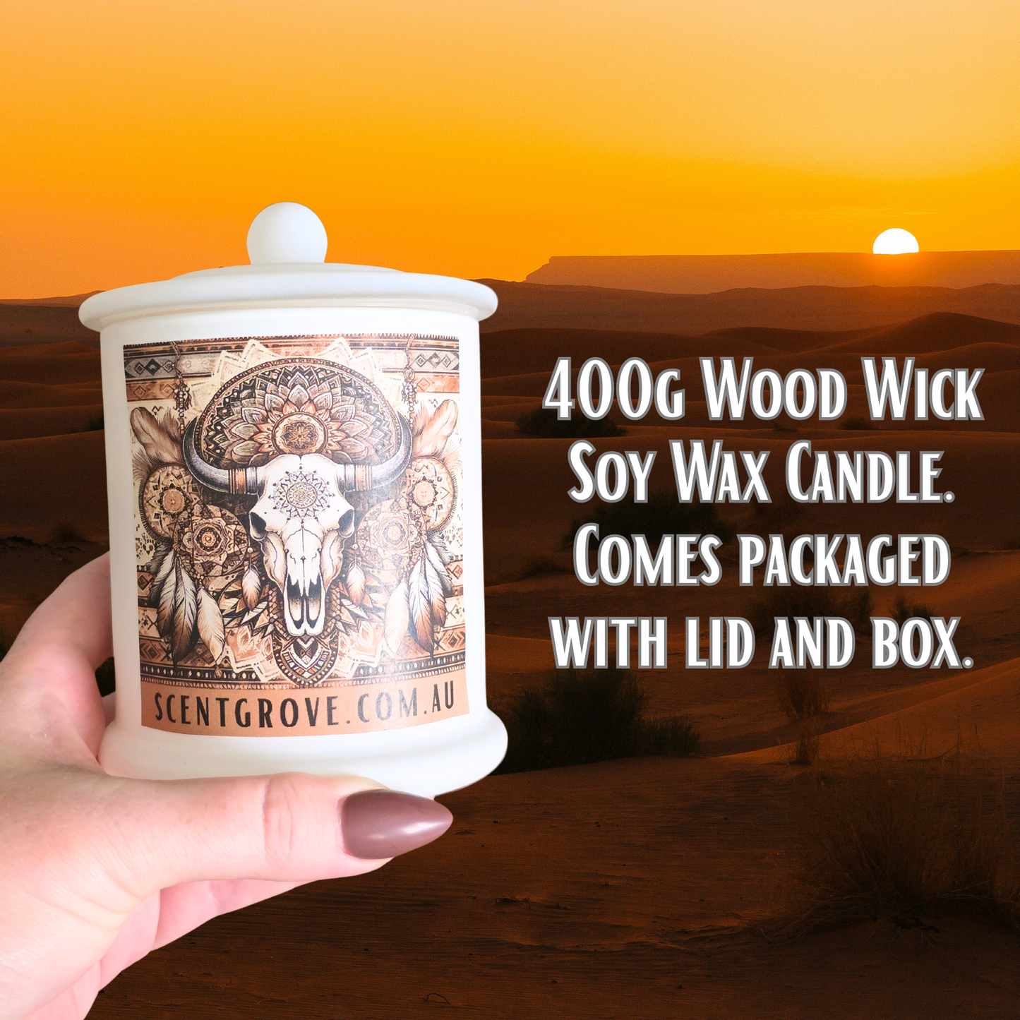 Country Western Wood Wick Soy Candle XL matte white jar