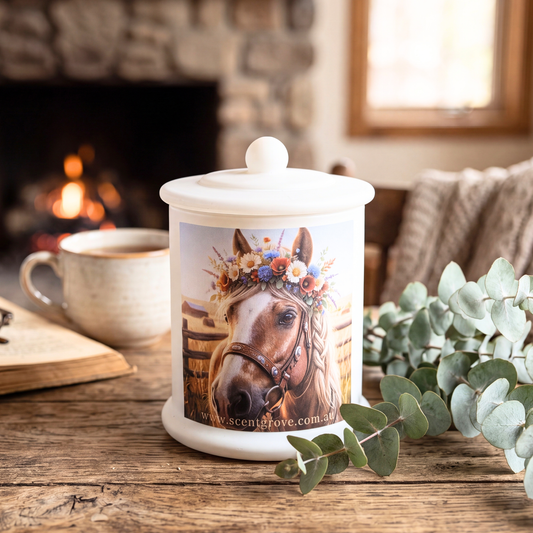 Country Western Wood Wick Soy Candle XL matte white jar