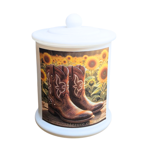 Country Western Wood Wick Soy Candle XL matte white jar