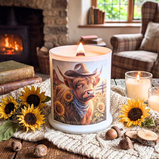 Country Western Wood Wick Soy Candle XL matte white jar