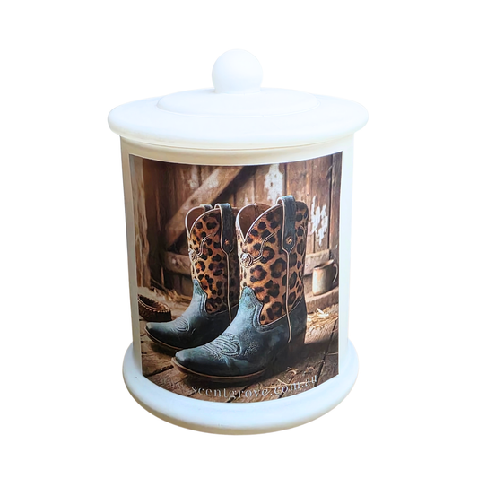 Country Western Wood Wick Soy Candle XL matte white jar