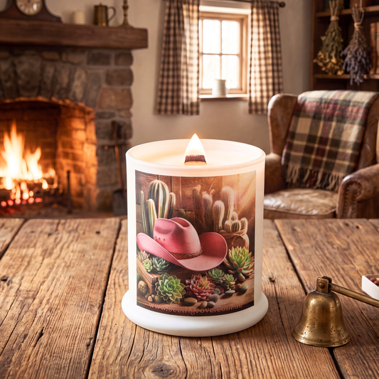 Country Western Wood Wick Soy Candle XL matte white jar