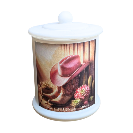 Country Western Wood Wick Soy Candle XL matte white jar