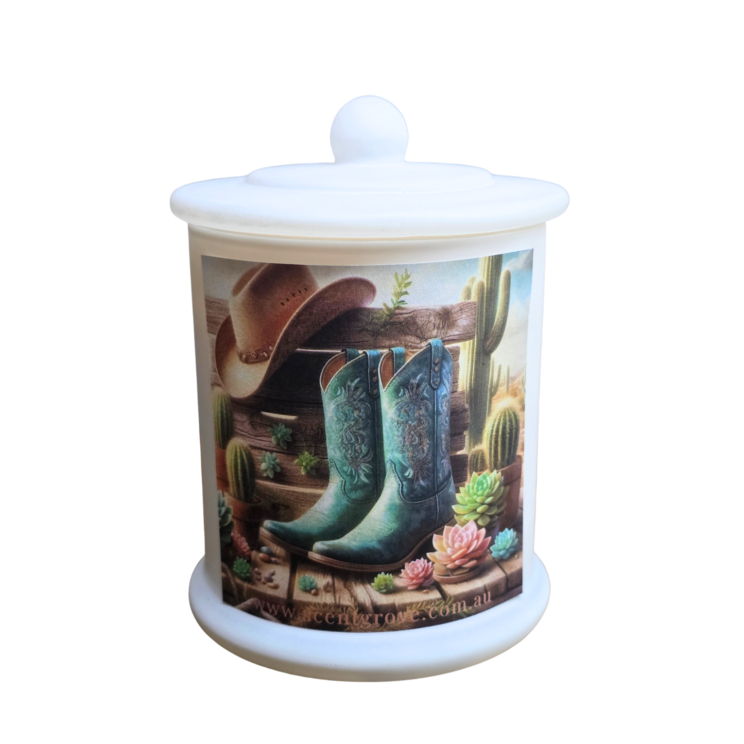 Country Western Wood Wick Soy Candle XL matte white jar