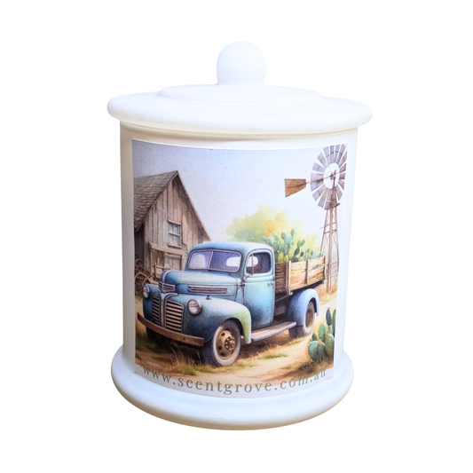 Country Western Wood Wick Soy Candle XL matte white jar