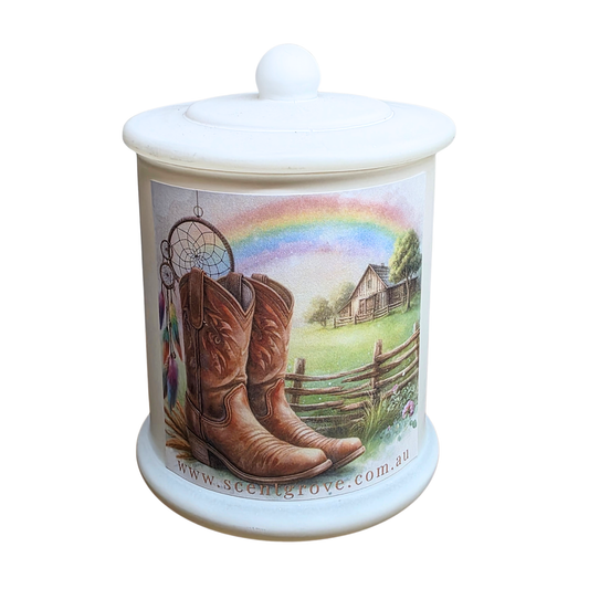 Country Western Wood Wick Soy Candle XL matte white jar