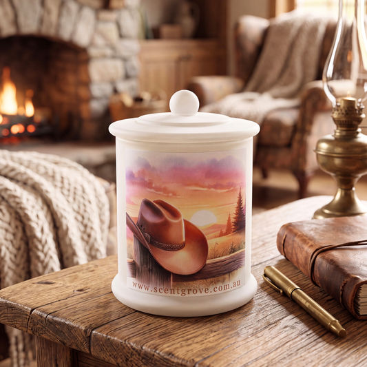 Country Western Wood Wick Soy Candle XL matte white jar