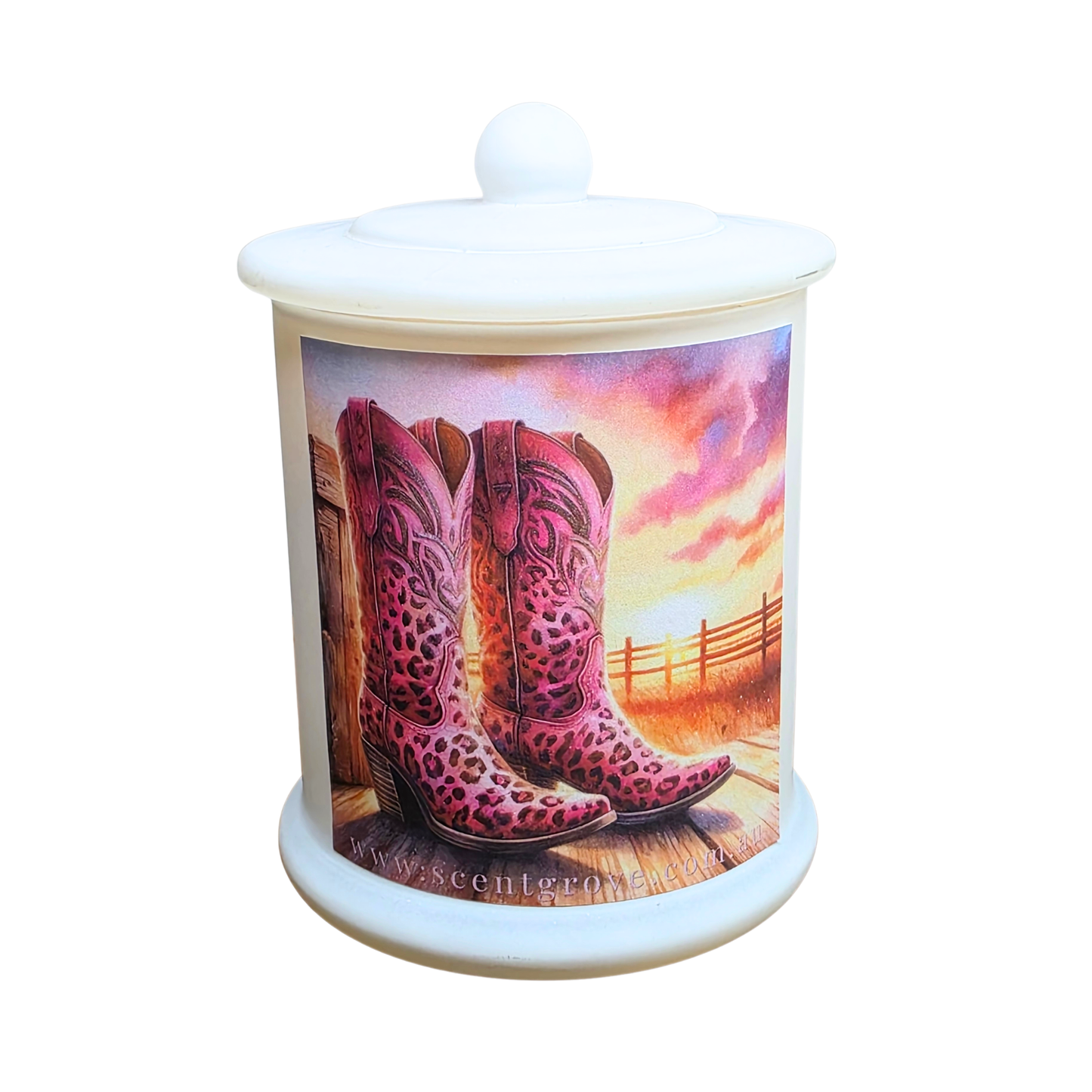 Country Western Wood Wick Soy Candle XL matte white jar