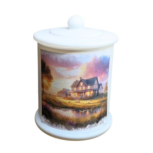 Country Western Wood Wick Soy Candle XL matte white jar