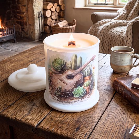 Country Western Wood Wick Soy Candle XL matte white jar