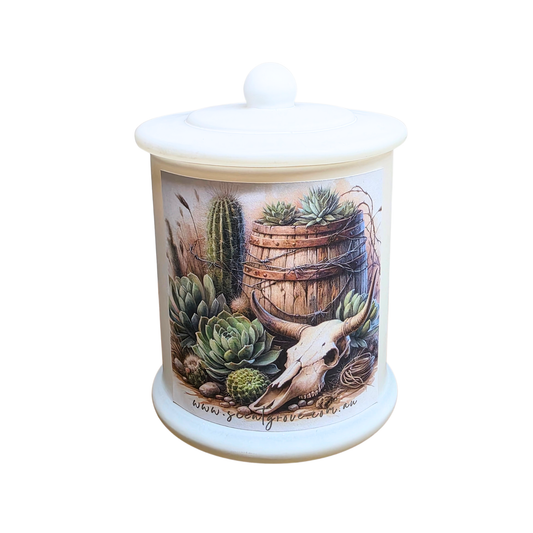 Country Western Wood Wick Soy Candle XL matte white jar