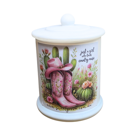 Country Western Wood Wick Soy Candle XL matte white jar