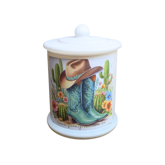 Country Western Wood Wick Soy Candle XL matte white jar