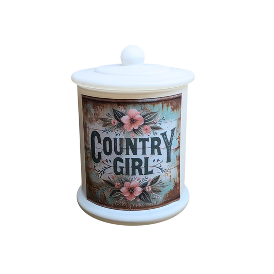 Country Western Wood Wick Soy Candle XL matte white jar