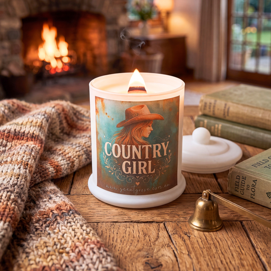 Country Western Wood Wick Soy Candle XL matte white jar