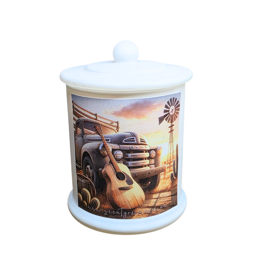 Country Western Wood Wick Soy Candle XL matte white jar