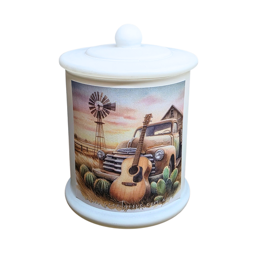 Country Western Wood Wick Soy Candle XL matte white jar