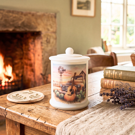Country Western Wood Wick Soy Candle XL matte white jar