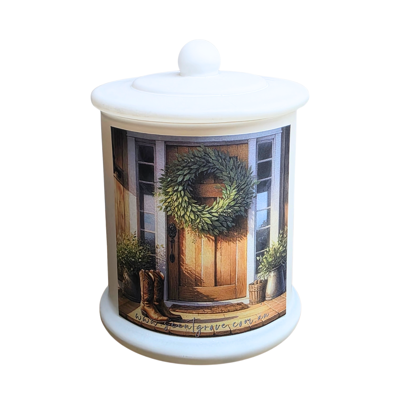 Country Western Wood Wick Soy Candle XL matte white jar