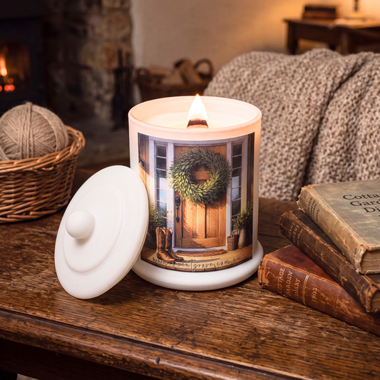 Country Western Wood Wick Soy Candle XL matte white jar