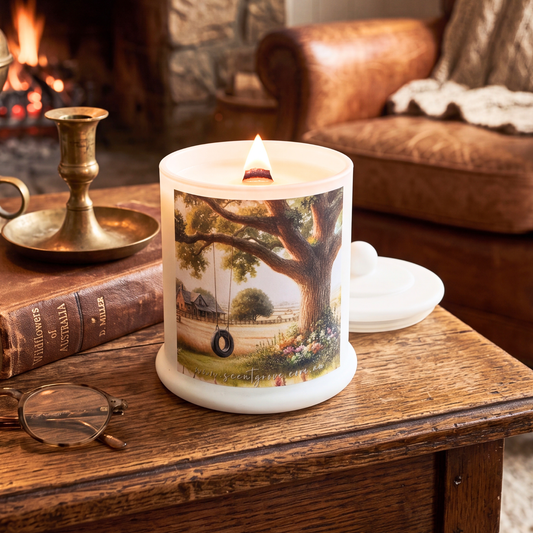 Country Western Wood Wick Soy Candle XL matte white jar