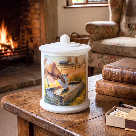 Country Western Wood Wick Soy Candle XL matte white jar