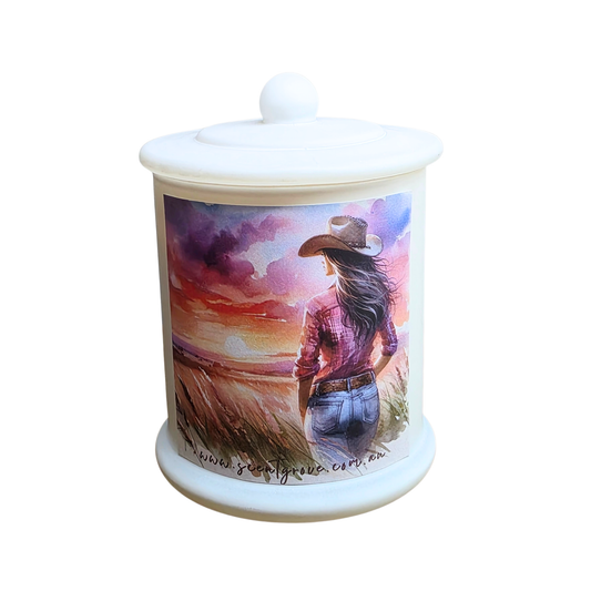 Country Western Wood Wick Soy Candle XL matte white jar