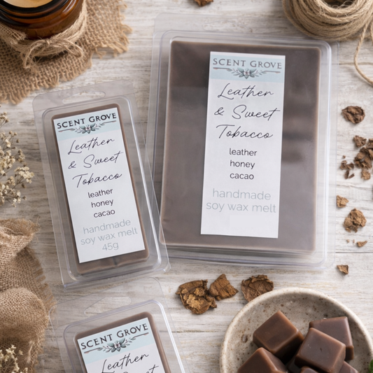 Leather & Sweet Tob*cco scented soy wax melt