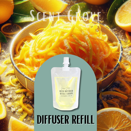 Lemon Zest Scented Diffuser Liquid Refill 100ml Clear Pouch