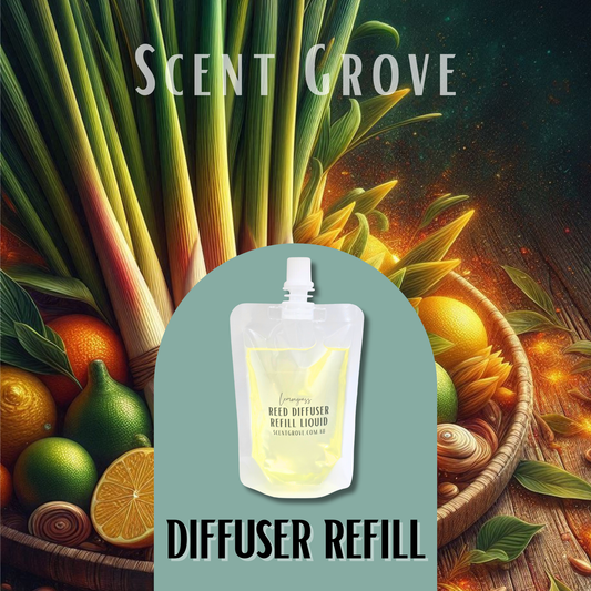 Lemongrass Scented Diffuser Liquid Refill 100ml Clear Pouch