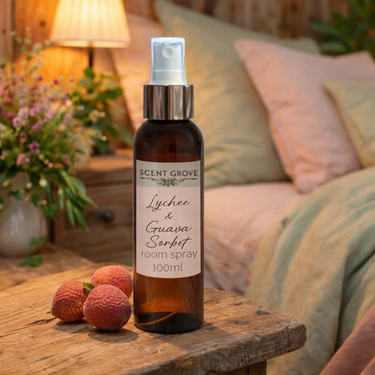 Lychee & Guava Sorbet Scented Air Freshener Spray multi purpose for car, home, room