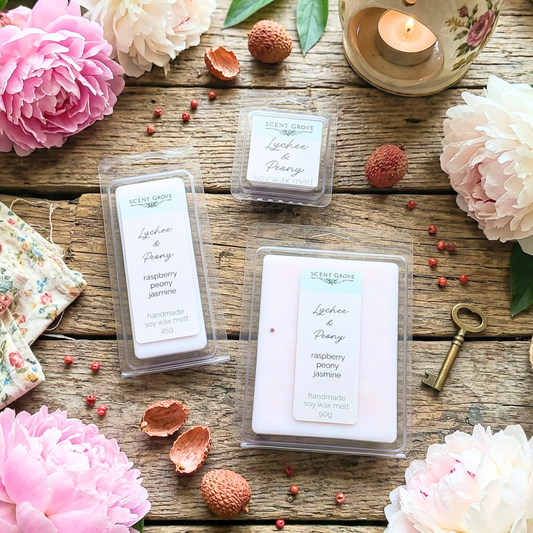 Lychee & Peony scented soy wax melt