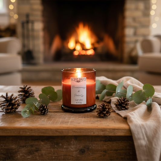 Pinecones & Pearls scented Wood Wick Soy Candle