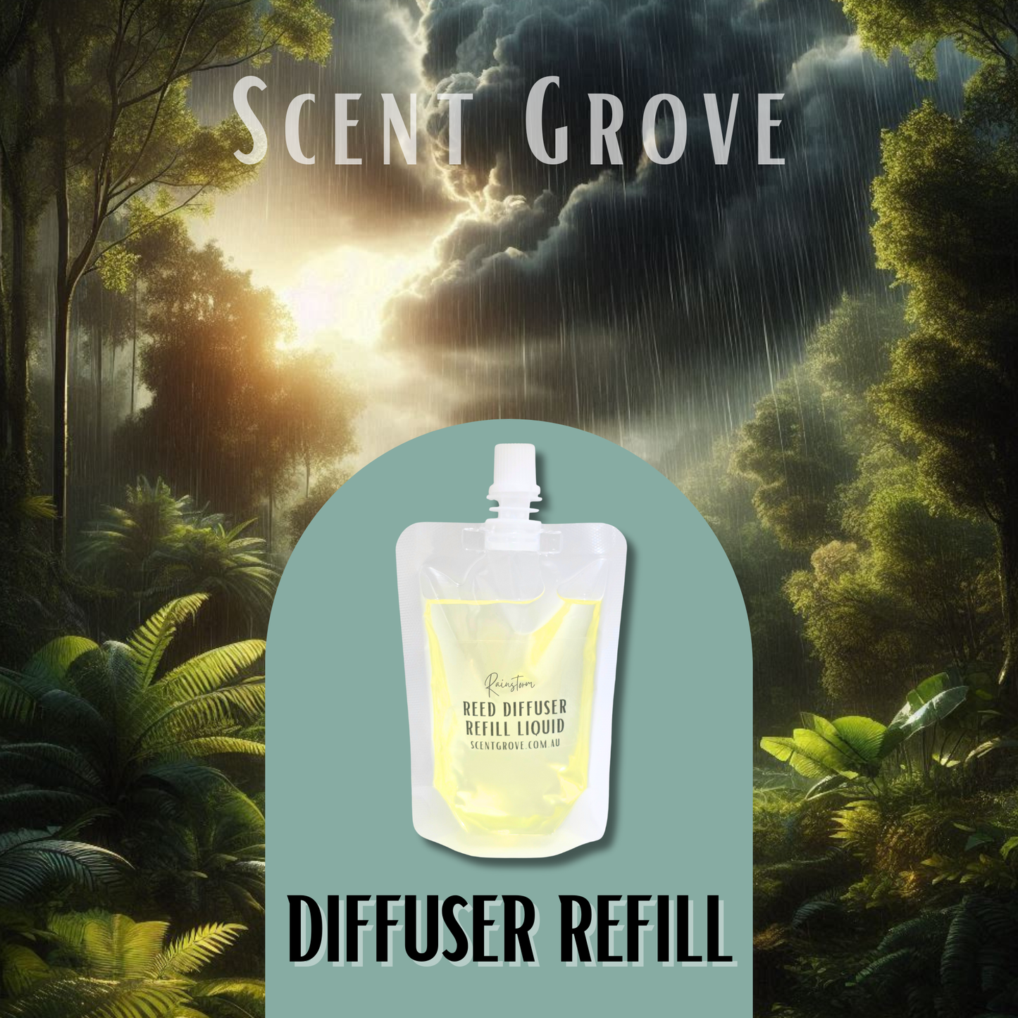 Rainstorm Scented Diffuser Liquid Refill 100ml Clear Pouch