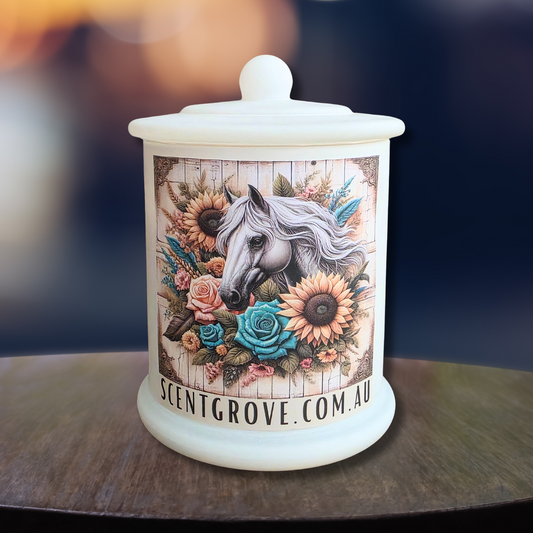 Country Western Wood Wick Soy Candle XL matte white jar