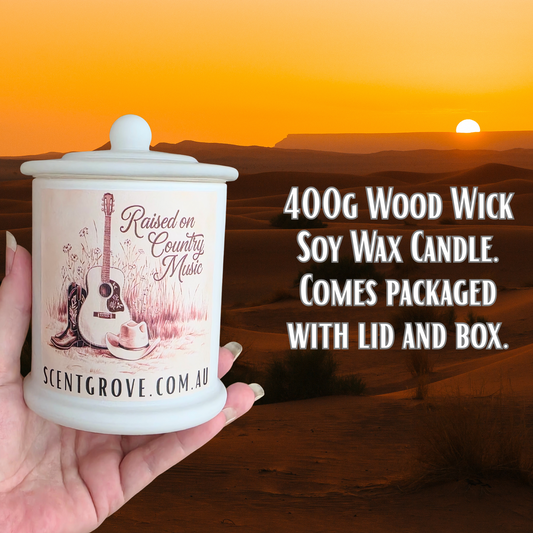Country Western Wood Wick Soy Candle XL matte white jar