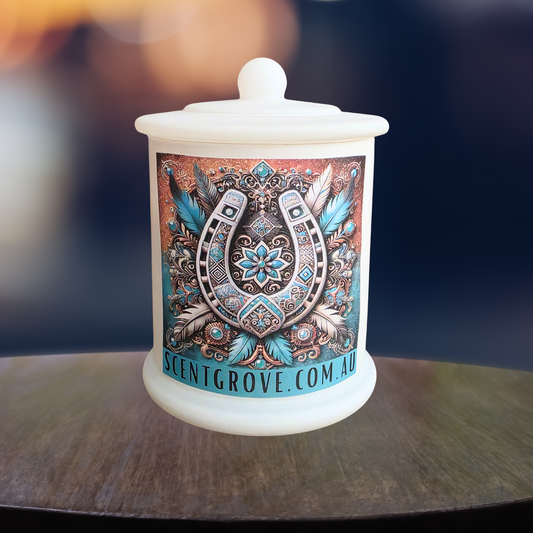 Country Western Wood Wick Soy Candle XL matte white jar