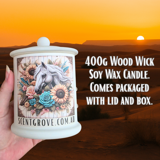 Country Western Wood Wick Soy Candle XL matte white jar